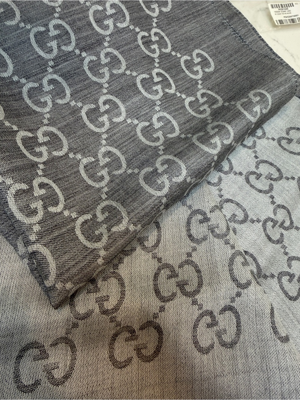 NWT Gucci Giant GG Monogram Scarf in Lead
